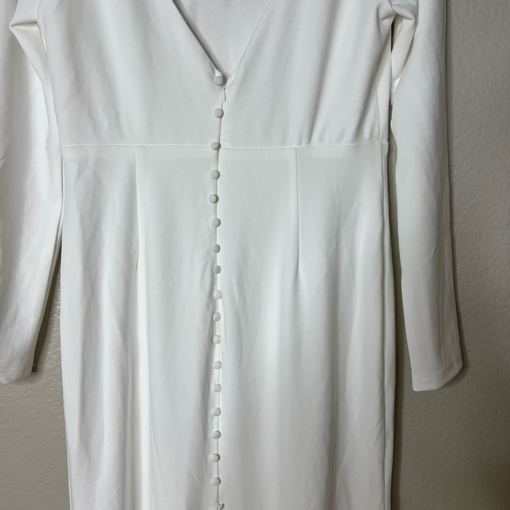 Feeling of Forever White Long Sleeve Mermaid Maxi Dress Gown - Picture 6 of 10